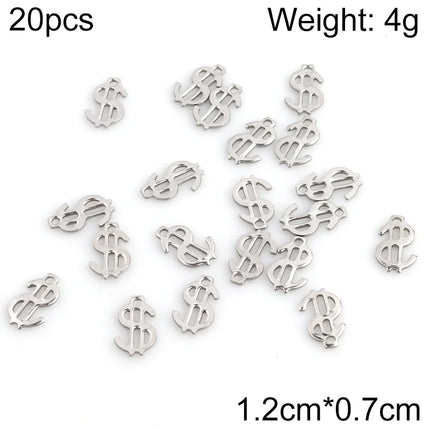 20pcs Stainless Steel Bulk Charms For Jewelry Making Us Dollar Sign Pendant Bracelet Necklace Diy Handmade Accessories Wholesale