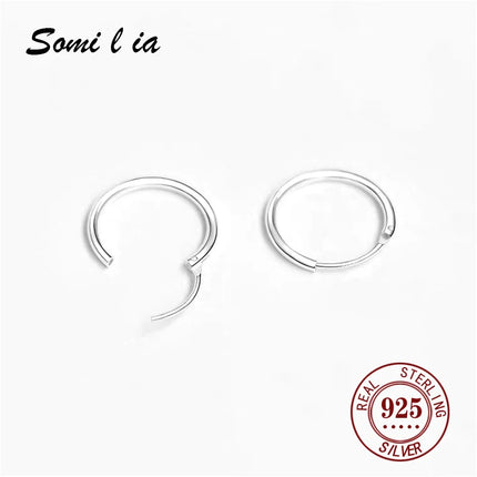 SOMILIA SOMILIA Platinum Big Hoop Earrings for Women, 925 Sterling Silver Jewelry Female Fashion Women Earrings 10-90mm For Gift