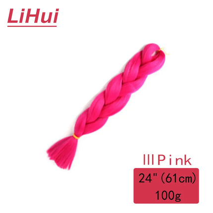 24 Inches Synthetic Braiding Hair Jumbo BraidOmbre Jumbo Hair Extension For Women DIY Hair Braids Purple Pink  Yellow Gray Lihu