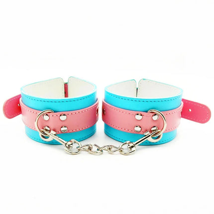 Adjustable PU Leather Handcuffs Ankle Cuff Collar Bdsm Toys Bondage Set Sex Toys Restraints Exotic Accessories Adult Toys