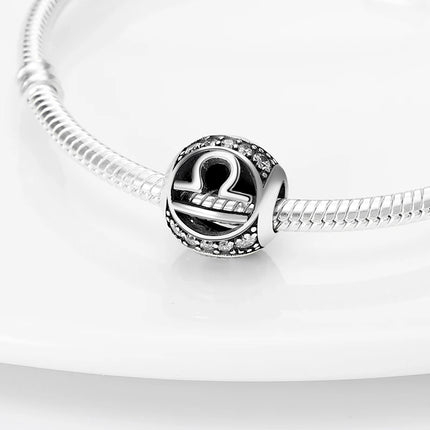 Hot Sale 925 Sterling Silver 12 Constellation Beads Charm Fit Original Pand 3mm Bracelet For Women Jewelry Birthday Fashion Gift