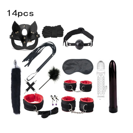 Handcuffs Collar Whip Gag Nipple Clamps BDSM Bondage Rope Erotic Adult Sex Toys For Woman Couples Anal Butt Plug Tail