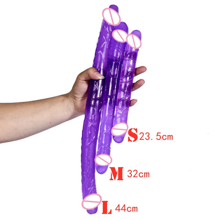 Double Head Dildo Long Jelly Realistic Dildo Double Ended Dildo Flexible Big Penis for Women Masturbator Sex Toys for Lesbian