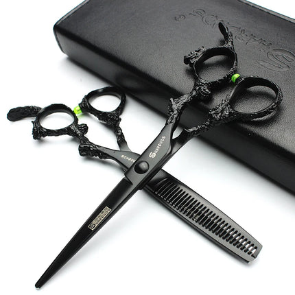 Sharonds 6/7/8 Silver Black Dragon Handle Hair Salon Hairdressing Scissors High Quality 440c Steel Professional Cutting Scissors