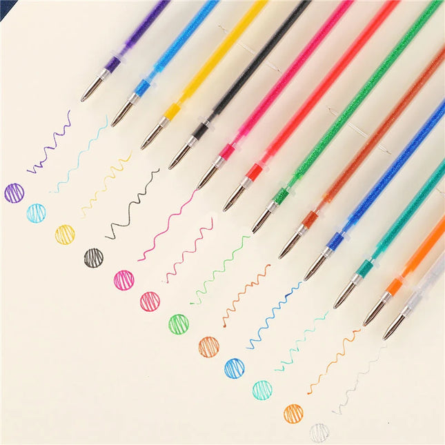 0.8mm 100 Colors Ballpoint Pen Fluorescent Refills Color Flash Pen Smooth Ink Painting Graffiti Pens Student Stationery 04116