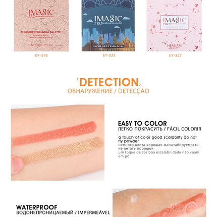 IMAGIC New Arrival Charming Eyeshadow 16 Color Makeup Palette Matte Shimmer  Pigmented Eye Shadow Powder