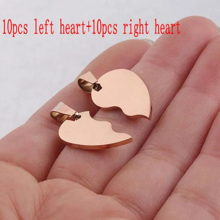 20pcs 100% Mirror Polished Stainless Steel Heart Blank Puzzle Charm Pendant Broken Heart Charm Pendants High Polished Wholesale