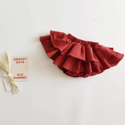 Double Layers Ruffles Lace Baby Skirt Pants Summer Cotton Linen Kids Pettiskirt Toddler Dancing Wedding Clothing Tutu Skirt