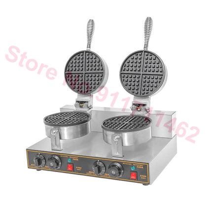 Commercial Double Head Waffle Maker Egg Cake Oven Non-Stick Pan Muffin Baking Machine