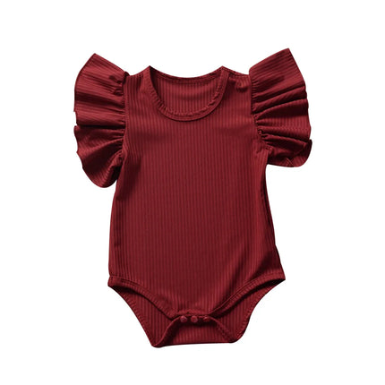 0-18months Newborn Baby Girl Rompers Ruffle Short Sleeve Bodysuit For Infant Girls Solid Black Pink White Summer Playsuits