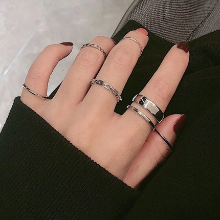 The Tide Cool Ring Set Female Korean Ring Ring Net Red Jewelry Not Fade Color Ring Cold Wind Hip Hop Index Finger Ring