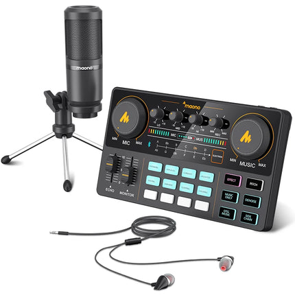 MaonoCaster AM200-S1 Audio Interface Podcast Studio Sound Card Kit with Microphone for Live Streaming Recording Youtube PC\Phone