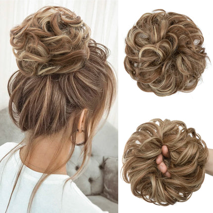 Synthetic Hair Bun Extensions Messy Curly Elastic Hair Scrunchies Hairpieces Synthetic Chignon Donut Updo Hair Pieces for Women