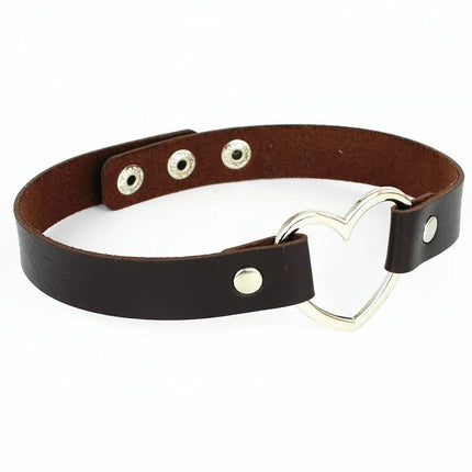 Punk Women Ladies Accessories Goth Japanese Harajuku Kawaii Lolita Jewelry PU Leather Collar Heart Necklace Bdsm Body Harness