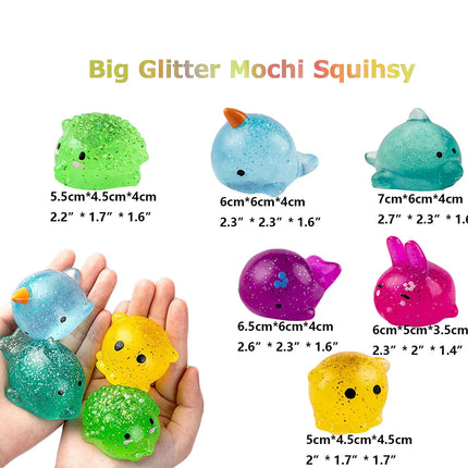 Big Spongy Glitter Mochi Squishy Fidget Sensory Toys Kawaii Animal Stress Ball Powder Fun Soft  Antistress Squeeze Children Toys