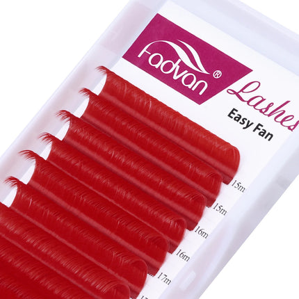 Fadvan Colored Eyelashes Extension Easy Fanning Red Green Blue Brown Purple Colorful Auto Blooming Makeup Lashes 15-20mm Long