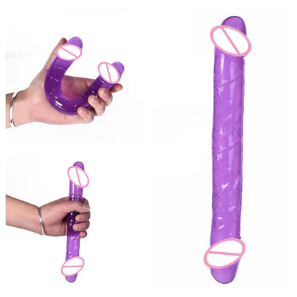 Double Head Dildo Long Jelly Realistic Dildo Double Ended Dildo Flexible Big Penis for Women Masturbator Sex Toys for Lesbian