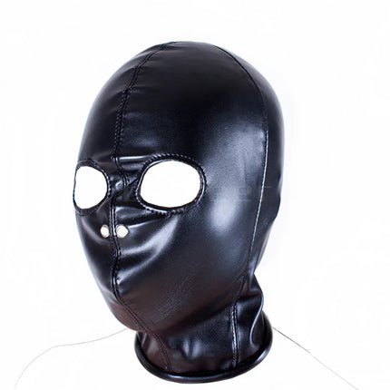 PU Leather Padded Strapped Zipper Head Hood Blindfold Harness Mask BDSM Open Mouth Eye Nose Bondage Headgear Sex Toy Adult Party