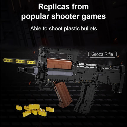 Cada 1504pcs Military Electric Groza Assault Rifle Model Building Blocks MOC Gun Bricks Toys for Boys