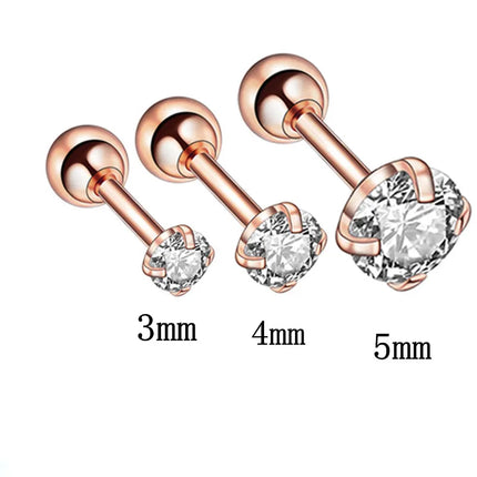 3PCS Crystal Tragus Piercing Earring Set Zircon Cartilage Earrings Stud Set Labret Lip Piercing Bulk Ear Lobe Earring Conch Lot