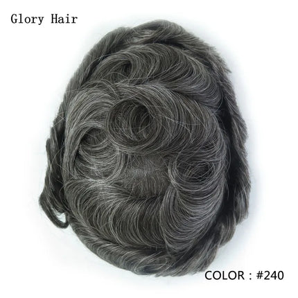 0.12-0.14mm Injected Thin Skin 130%Density Man Hair Prosthesis Human Hair Male Toupee Wig Adult Capillary Prosthesis Hair System