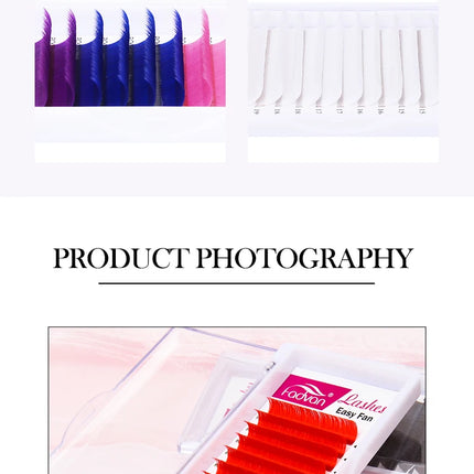 Fadvan Colored Eyelashes Extension Easy Fanning Red Green Blue Brown Purple Colorful Auto Blooming Makeup Lashes 15-20mm Long