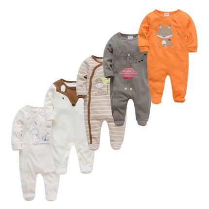 5pcs Honeyzone Winter Toddler Animal Footies New Born Baby Clothes Set Soft Breathable Pyjama Ubranka Dla Niemowlat Clothing Set
