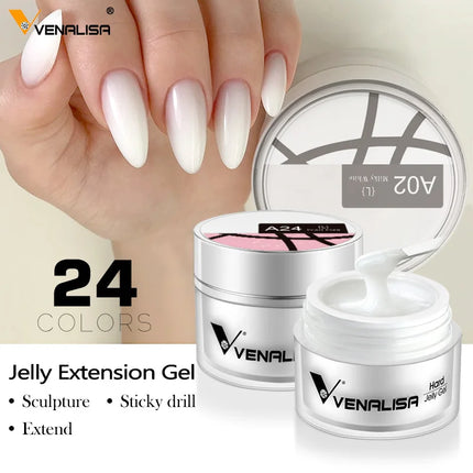 50ml TPO Free Jelly Nail Extension Gel Nail Builder French Nail Gum Venalisa Clear Natural Color Soak Off UV Construction Gel