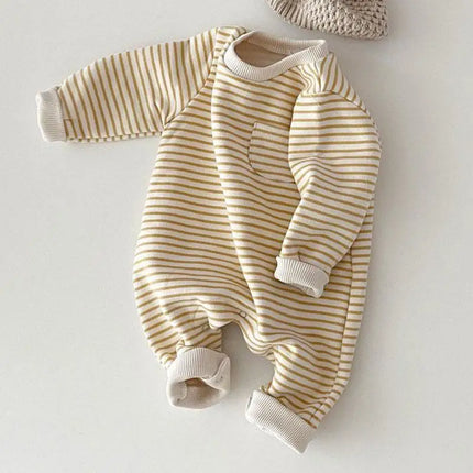 2026 Spring New Baby Striped Romper Boys Girls Simple Striped Casual Jumpsuit Newborn Cotton Infant Toddler Clothes 0-24M