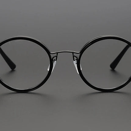 Top Quality Retro Round Glasses Frame Japanese Handmade Titanium Ultralight Men Eyeglasses Women Eyewear Acetate Korean Fashion