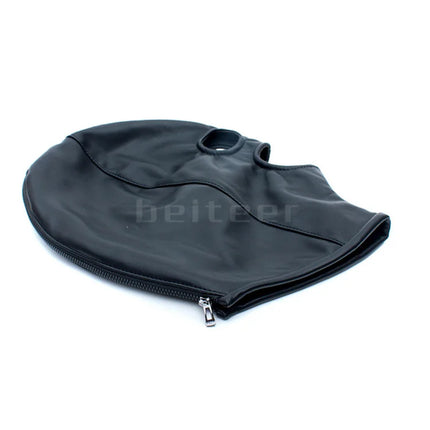 PU Leather Padded Strapped Zipper Head Hood Blindfold Harness Mask BDSM Open Mouth Eye Nose Bondage Headgear Sex Toy Adult Party