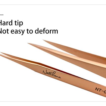 New Professional Fiber Tip Tweezers Rose Gold Lashes Tweezers Stainless Steel Eyelash Extension Tweezers Makeup Tools
