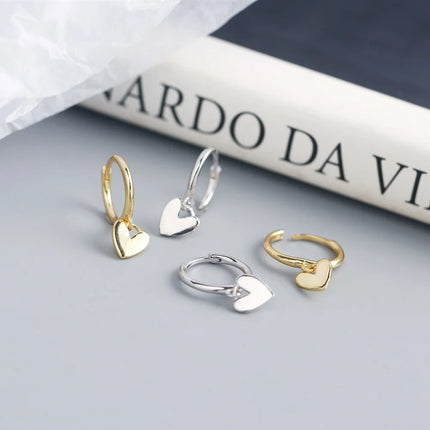 XIYANIKE Silver Color  New Love Heart Hoop Earrings Female Fashion Cute Romantic Elegant Jewelry Couple Handmade Gifts