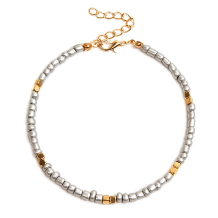 Bohemian Colorful Glass Beaded Anklet For Women Handmade Anklets on the leg Summer Beach Barefoot Jewelry Gift 21cm long,1 Piece
