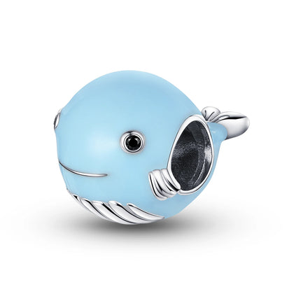 WOSTU 925 Sterling Silver Blue Conch Charm Ocean Bead Animal Turtle Starfish Pendant Fit Original Bracelet Necklace DIY Jewelry