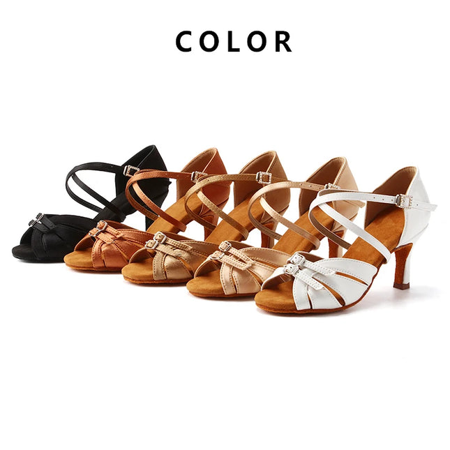 SWDZM Ballroom Women Latin Dance Shoes Modern Pole Dance Shoes Salsa Tango High Heel Adjustable Latin Shoes For Girls Ladies