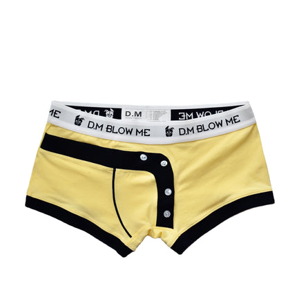 Men's pink Underwear Low Waist Sexy Men's Button Boxers Solid Color Matching Personality Sports Cotton Boyshort