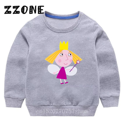 New Spring Autumn Baby Girls Sweatshirts Ben and Holly Kingdom Cartoon Cute Kids Hoodies Children Pullover Tops Boys Clothes