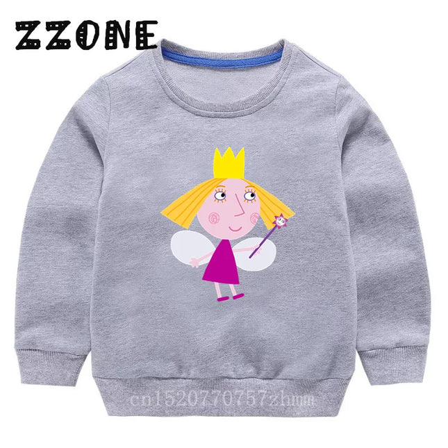 New Spring Autumn Baby Girls Sweatshirts Ben and Holly Kingdom Cartoon Cute Kids Hoodies Children Pullover Tops Boys Clothes