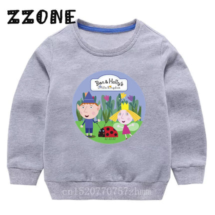 New Spring Autumn Baby Girls Sweatshirts Ben and Holly Kingdom Cartoon Cute Kids Hoodies Children Pullover Tops Boys Clothes