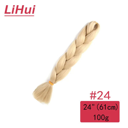 24 Inches Synthetic Braiding Hair Jumbo BraidOmbre Jumbo Hair Extension For Women DIY Hair Braids Purple Pink  Yellow Gray Lihu