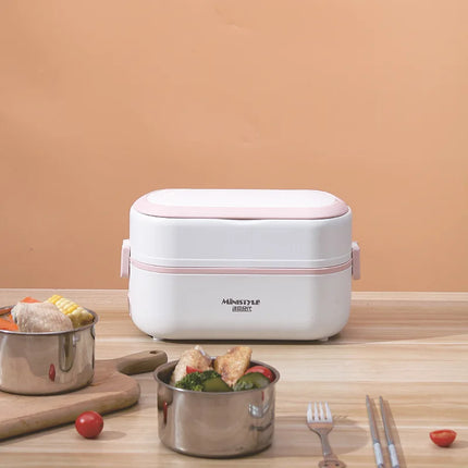 Mini Electric Heating Lunch Box Bento Rice Cooker Portable Meal Container Food Warmer with Porridge Heater for On-the-Go