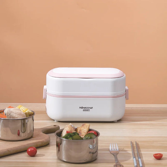 Mini Electric Heating Lunch Box Bento Rice Cooker Portable Meal Container Food Warmer with Porridge Heater for On-the-Go