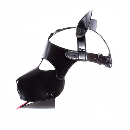 Black High Quality Adjustable Leather Erotic Dog Mask Bdsm Bondage Hood for Fetish Pup Cosplay Role Play Costumes Sex Products