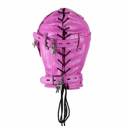 BDSM Bondage Full Hood Masks,Sensory Deprivation Gimp,SM Leather Padded Slave Role Play Hood With Breathing Hole,Couple Sex Toys