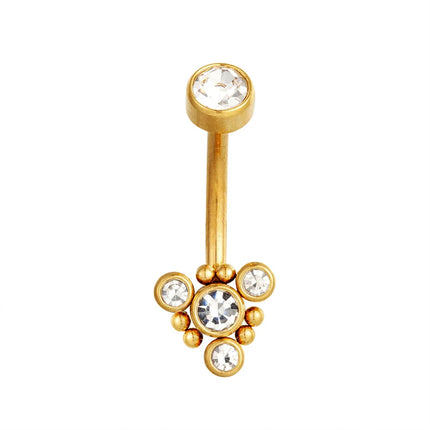 Zircon Golden Belly Button Rings Stainless Steel Piercing 14G 1.6mm 10mm Navel Bar Body Jewelry Men Women Sexy Beach Accessories