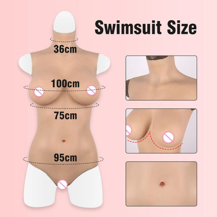 Natural Fallen Silicone Breasts Women Silicone Body Suit Fake Boobs tit Crossdresser Transgender Drag Queen Liquid latex catsuit