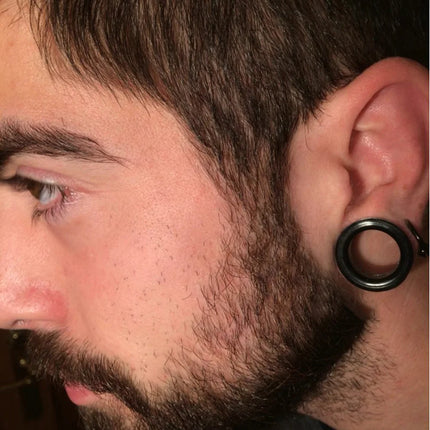 1Pair 3mm-76mm Big Size Hollow Black Silicone Flexible Double Flared Flesh Ear Tunnel Plugs Gauge Expander Stretchers Jewelry