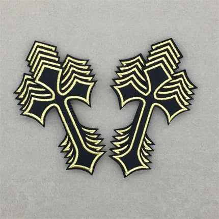 10pcs Lot Cross Patches on Clothes Diy Embroidered Appliques Iron on Patches for Clothing Jeans Stickers Badges (7.0x10.3CM)
