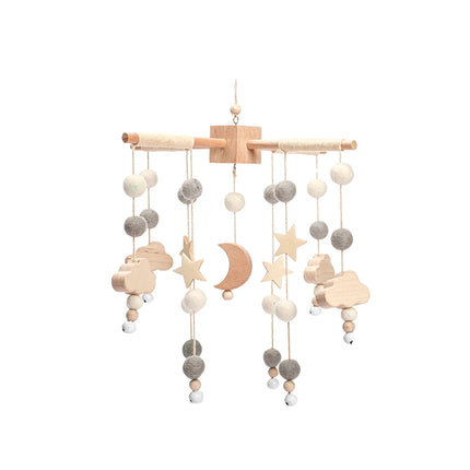 Baby Toy Wooden Mobiles Bed Bell Moon Clouds Rattle For Newborn Developing Diy Accessories Crib Holder Arm Brackets Gifts Rattle